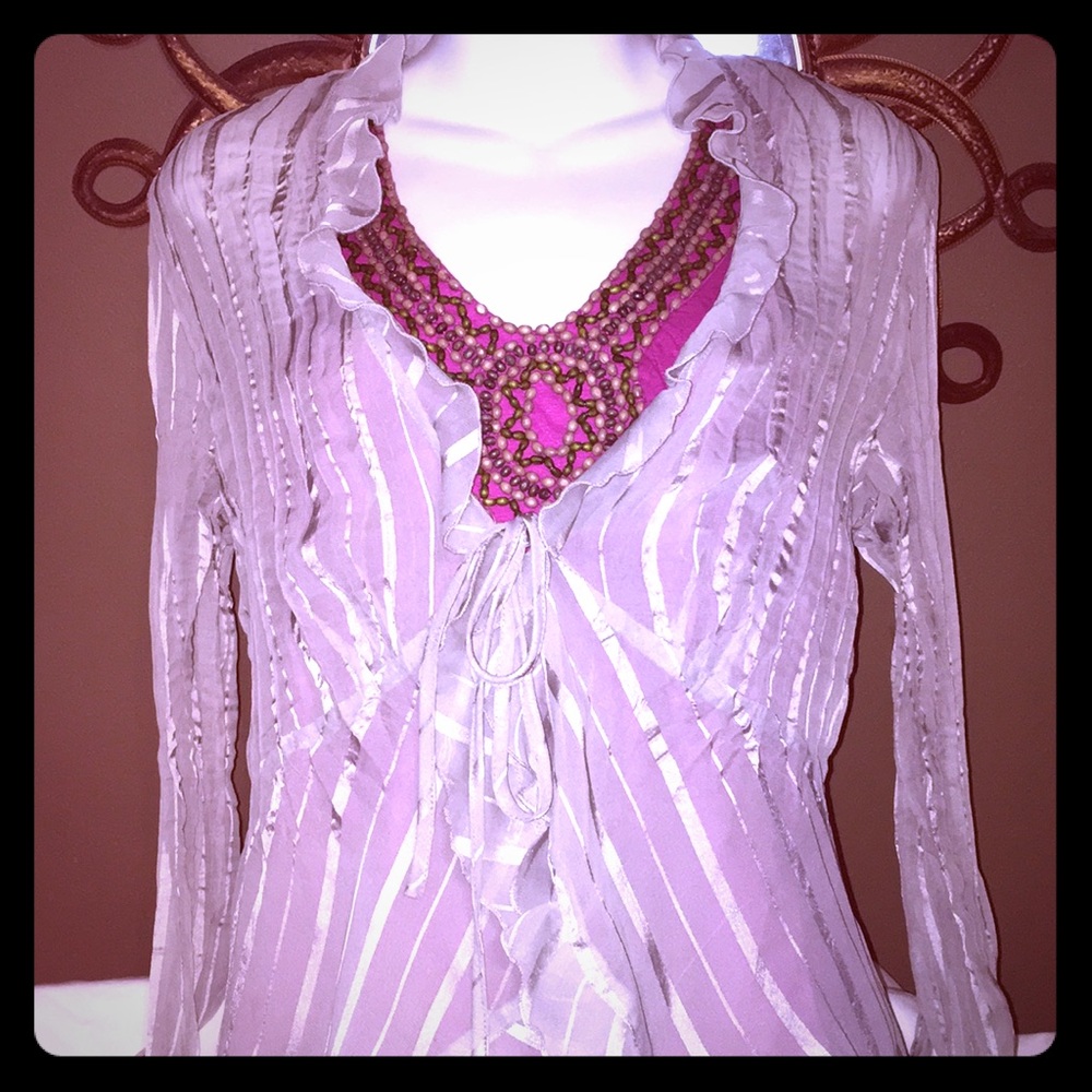 🆕 Notations Grey See Thru Cardigan ties in front